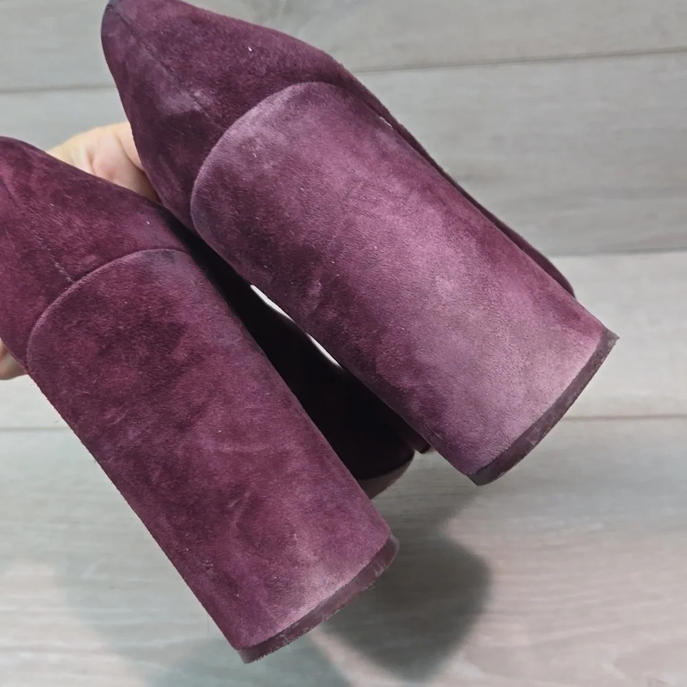 Tory Burch Womens Lucia Suede Heels wine shoes sz 8M